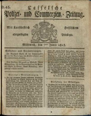Nr. 45, Mittwoch, den 7ten Junii 1815