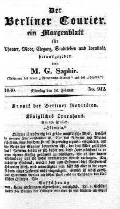 No. 912, Dienstag den 16. Februar 1830
