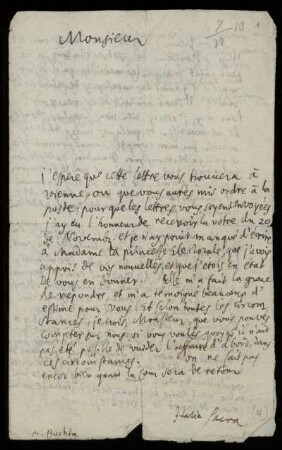 Brief von Gottfried Wilhelm Leibniz an Christoph Enoch Buchta