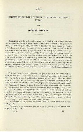 Determinanti formati di elemeti con un numero qualunque di indici.