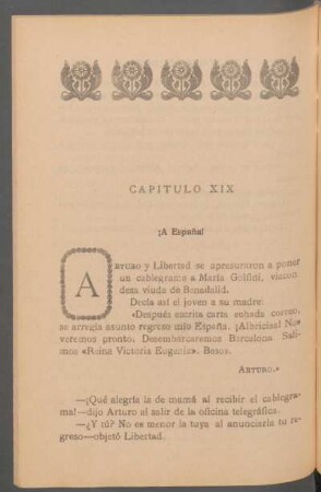 Capítulo XIX - ¡A España! : ["Capítulo XIX - ¡A España!" del Tomo segundo incorrecto encuadernado, falta el Capítulo LXV - Un marido que se revela.]