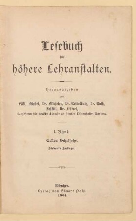 Bd. 1 = 1. Schulj. [Schülerband]: [Bd. 1 = 1. Schulj. [Schülerband]]