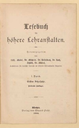 Bd. 1 = 1. Schulj. [Schülerband]: [Bd. 1 = 1. Schulj. [Schülerband]]