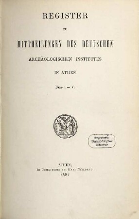 Mitteilungen des Deutschen Archäologischen Instituts, Athenische Abteilung. [20, a]