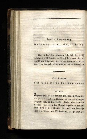Dritte Abtheilung. Bildung oder Erziehung.