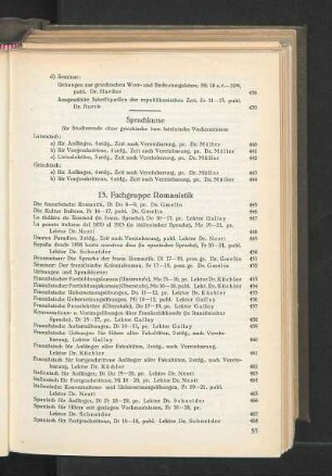13. Fachgruppe Romanistik