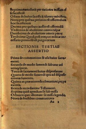 Tractatus De Missa : Tribvs distinctus sectionibus. Quaru[m] prima est de Sacrame[n]ti sanctissimi Eucharistiae consecratione. Secunda de sacrificatione. Tertia uero de communione. Quibus inserta est de satisfactio[n]e & purgatorio materia ...
