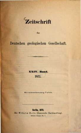 Zeitschrift der Deutschen Geologischen Gesellschaft. 24. 1872