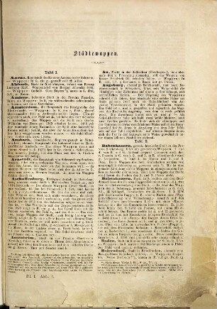 J. Siebmachers grosses und allgemeines Wappenbuch : in einer neuen, vollst. geordneten und reich vermehrten Auflage mit heraldischen und historisch-genealogischen Erläuterungen, Bd. 1. Abt. 4, Städtewappen. 1. Lieferung 1 - 9
