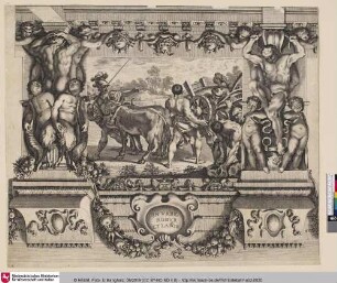 IN VRBE ROBVR ET LABOR; [Romulus dirigeant le tracé des murs de la ville de Rome]