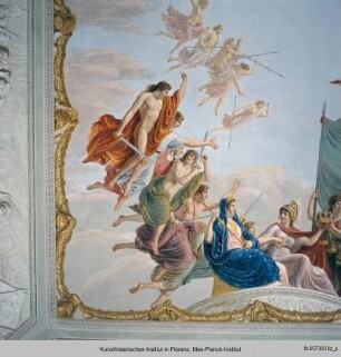 Decken- und Wanddekoration : Allegorische Darstellung der Türkenschlacht vor Wien