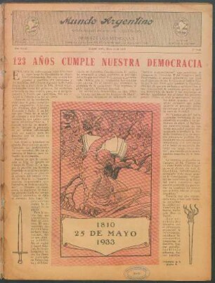 123 años cumple nuestra democracia : 1810 - 25 de Mayo - 1933