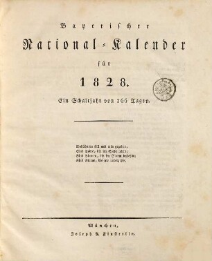 Bayerischer National-Kalender : für ..., 1828