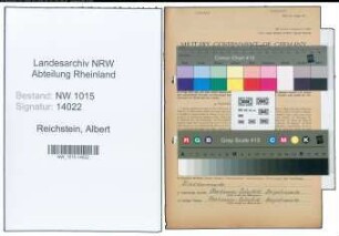 Entnazifizierung Albert Reichstein , geb. 21.10.1908 (Polizist)