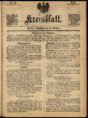 Ausgabe vom Samstag, den 11. Februar 1871.