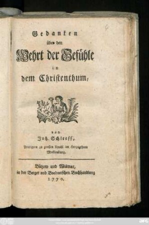 Gedanken über den Wehrt der Gefühle in dem Christenthum