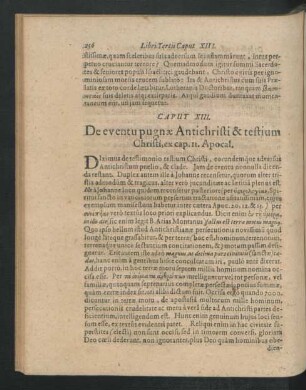 Caput XIII. De eventu pugnae Antichristi & testium Christi, ex cap. 11. Apocal.
