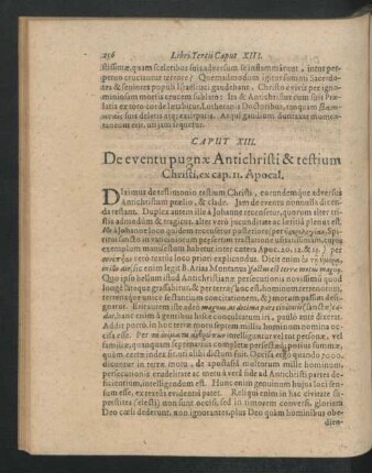 Caput XIII. De eventu pugnae Antichristi & testium Christi, ex cap. 11. Apocal.