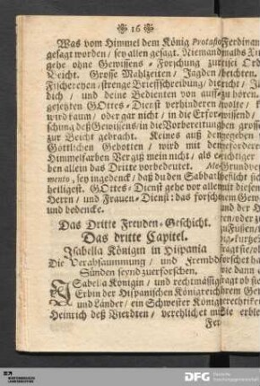 Das Dritte Freuden-Geschicht. Das dritte Capitel.