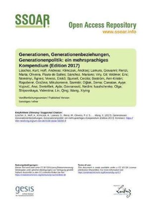 Generationen, Generationenbeziehungen, Generationenpolitik: ein mehrsprachiges Kompendium (Edition 2017)
