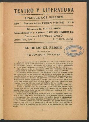 El idilio de Pedrín : Novela
