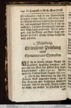 2. Abtheilung. Gewissens-Prüfung eines Ehemanns und Eheweibes.