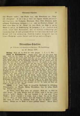 Melanchthon-Schulfeier : zu seinem verhundertjährigen Geburtstage am 16. Februar 1897