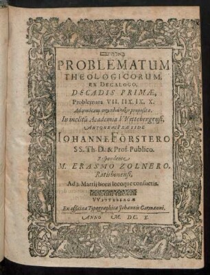 1,7/10: Problematum Theologicorum, Ex Decalogo, Decadis ...