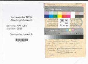 Entnazifizierung Heinrich Vasbender , geb. 02.10.1895 (Beamter)