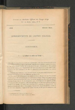 Annexe au Bulletin Officiel du Congo belge du19 mars 1909, no 6