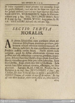 Sectio Tertia Morales