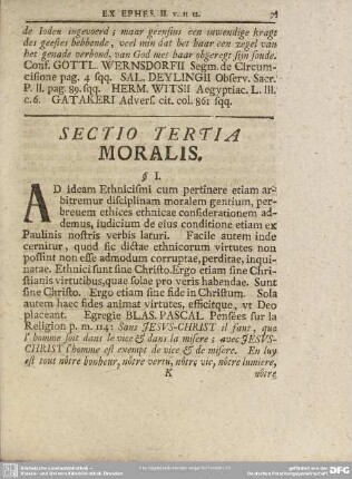 Sectio Tertia Morales