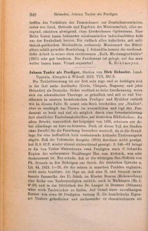 348-349 [Rezension] Helander, Dick, Johann Tauler als Prediger