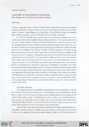 A History of the Puławy Collection (The Temple of the Sibyl and the Gothic House): Summary