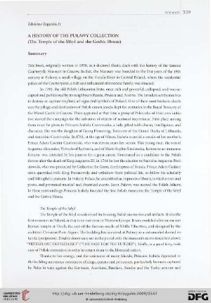 A History of the Puławy Collection (The Temple of the Sibyl and the Gothic House): Summary