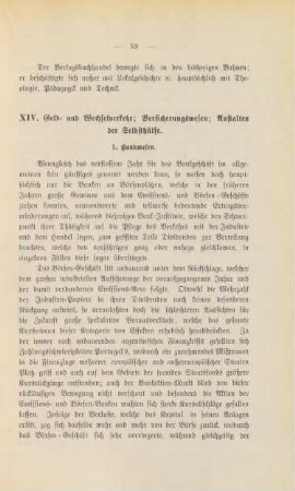 XIV. Geld und Wechselverkehr; Versicherungswesen.