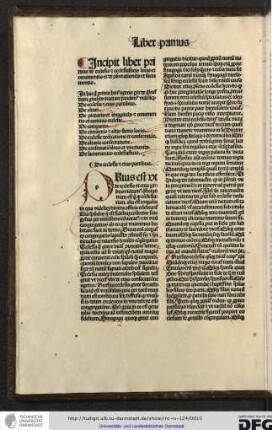 Incipit liber primus de ecclesia et ecclesiasticis locis et ornamentis et de consecrationibus et sacramentis.