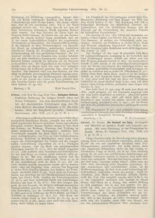 340-341 [Rezension] Cassel, Paulus, Die Hochzeit von Cana, theologisch und historisch in Symbol, Kunst und Legende ausgelegt. Mit einer Einleitung in das Evangelium Johannis