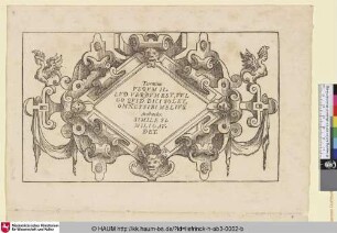 [Kartusche mit Masken und Zitaten des Terentius und Aristoteles]