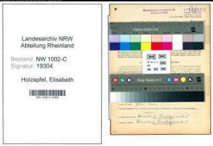 Entnazifizierung Elisabeth Holzapfel, geb. 28.04.1910 (Verkaeuferin)