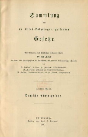 [Abt. 1], Bd. 3: Deutsche Einzelgesetze