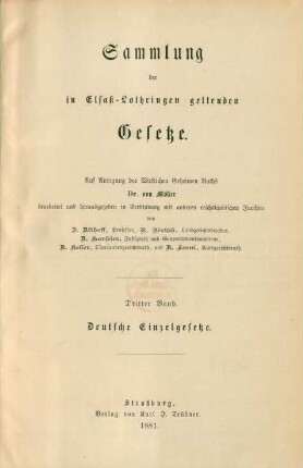 [Abt. 1], Bd. 3: Deutsche Einzelgesetze