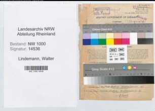 Entnazifizierung Walter Lindemann, geb. 07.05.1899 (Kaufm.Angest.)