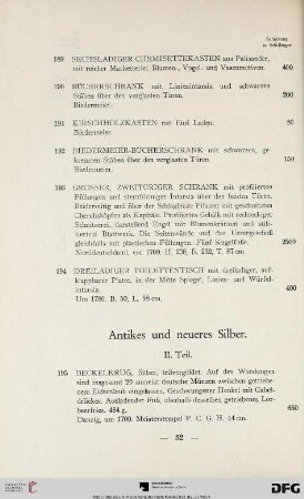 Antikes und neueres Silber (II. Teil) (Nr. 195-199)