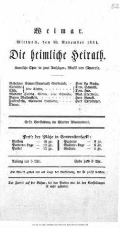 Die heimliche Heirath