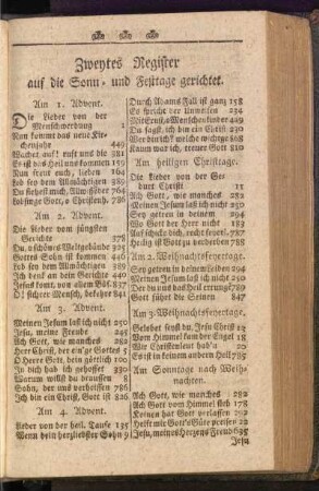 Zweytes Register auf die Sonn- und Festtage gerichtet
