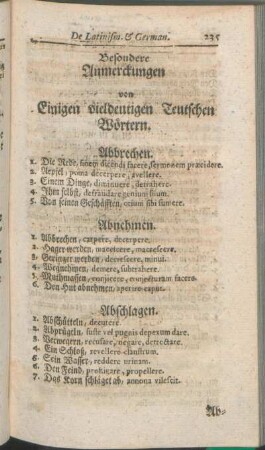 Besondere Anmerckungen von Einigen vieldeutigen Teutschen Wörtern.