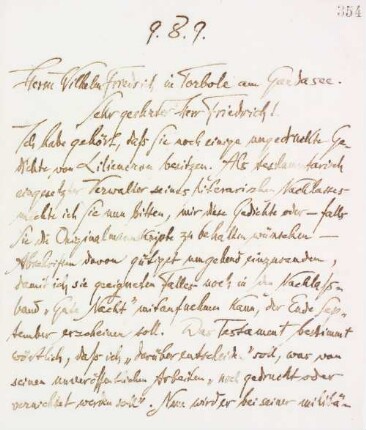 Brief an Wilhelm Friedrich