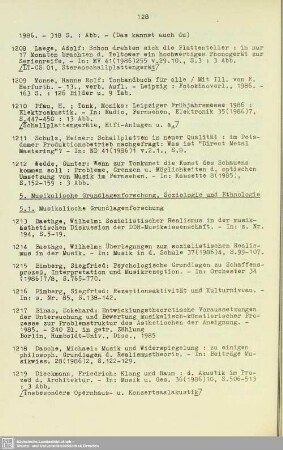 5. Musikalische Grundlagenforschung, Soziologie und Ethnologie