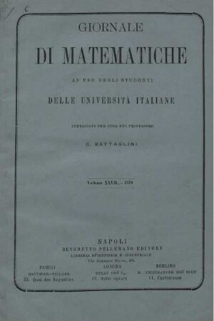 Volume XXVII. - 1889 [Gennaio e Febbraio].